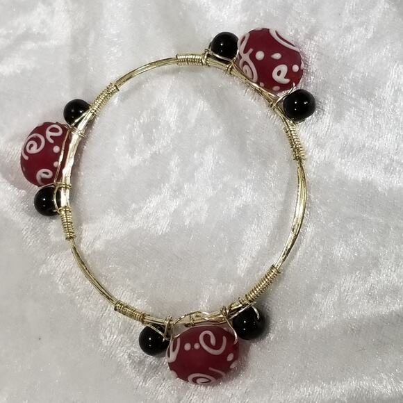 silver tone wired bracelet 2 1/2" opening 1.1976 - Picture 1 of 6